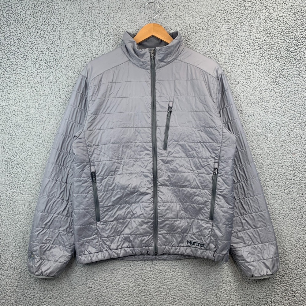 Marmot Insulated Puffer Primaloft Lightweight Jacket Men's Large Grey Full Zip
